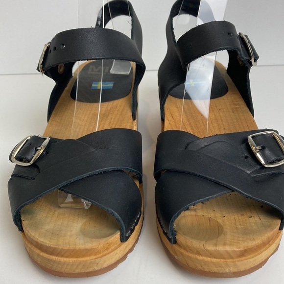 Free People Mia Presley Clogs in Black Leather 39 Hippie Scandi Girl Granola - Picture 6 of 15